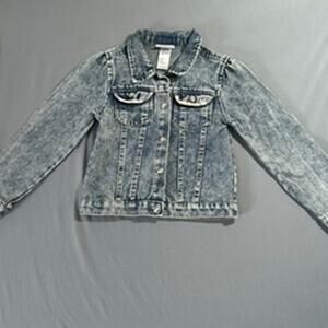 Little Lass Girls Size 5 Denim Jacket Plaid Heart